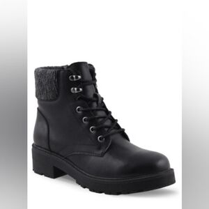 Size 9 - New Aqua Diva Britt Black Leather Lace Up Boot
